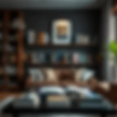 Sophisticated biblio collection displayed in a modern interior