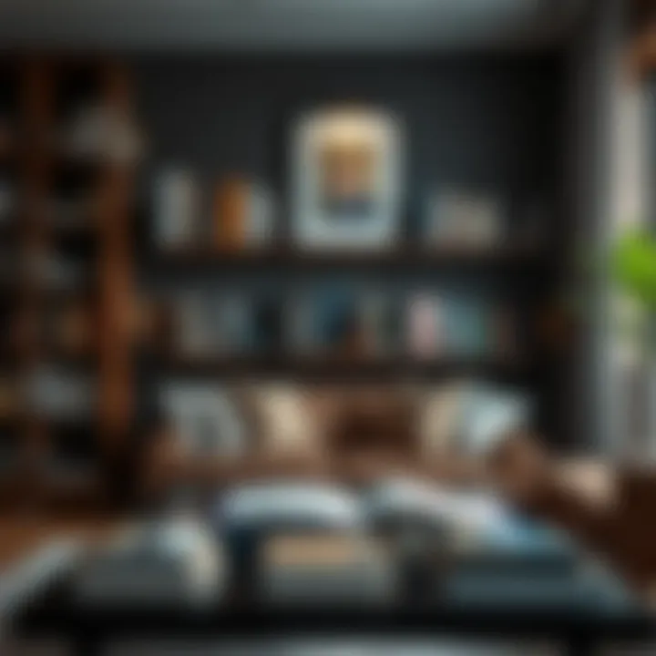 Sophisticated biblio collection displayed in a modern interior