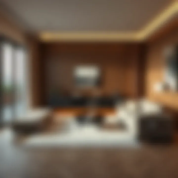 Contemporary Living Space with Modern Rug A contemporary living room featuring a modern rug that complements stylish furniture