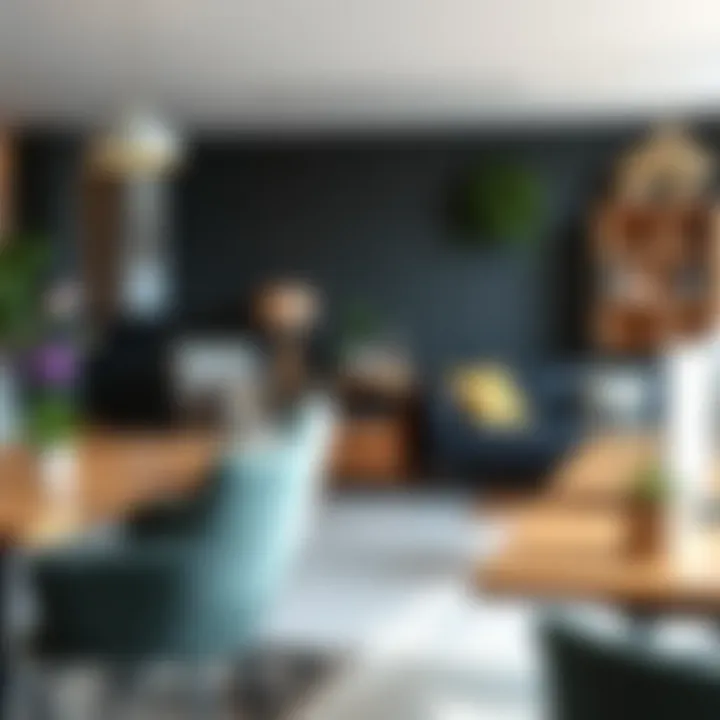 Stylish workspace featuring diverse furniture styles