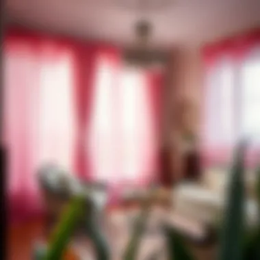 Pink Tulle in Home Decoration An elegantly styled room featuring pink tulle curtains enhancing its aesthetic appeal.