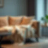 Cozy blanket draped over a stylish sofa