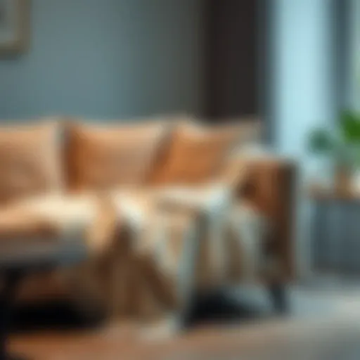 Cozy blanket draped over a stylish sofa