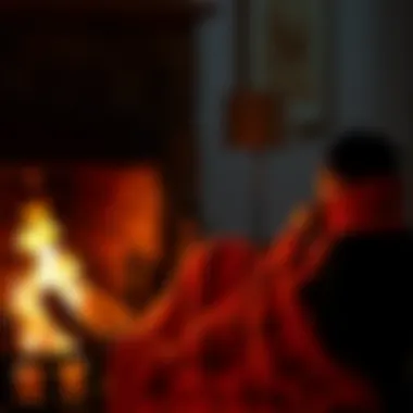 Warmth and Comfort by the Fire Person enjoying a blanket by the fireplace
