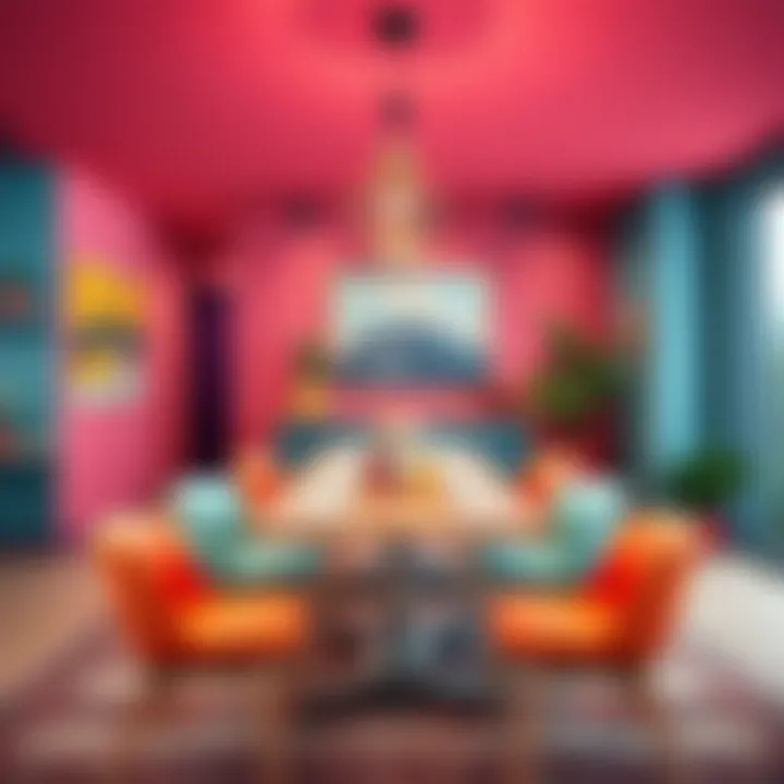 Vibrant and Practical Dining Area Colorful dining area blending aesthetics with practicality