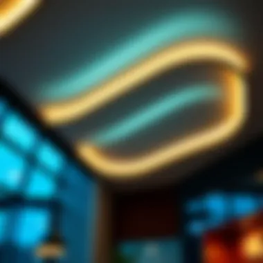 Modern tension ceiling with ambient lighting