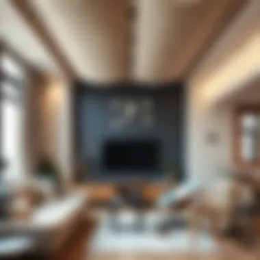 Stylish tension ceiling design in a cozy space