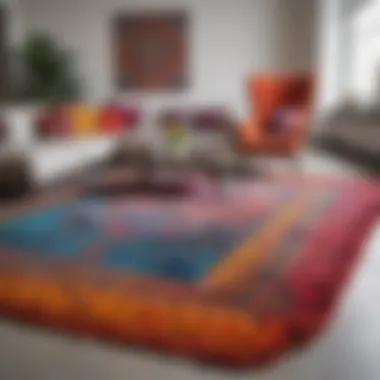 Colorful rug complementing contemporary furniture