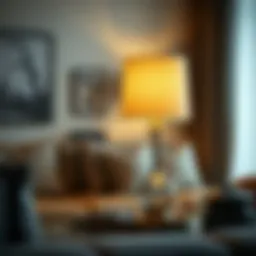Elegant table lamp illuminating a cozy living space