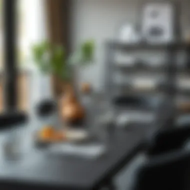 Contrasting Accessories with Black Dining Table Stylish black dining table with contrasting accessories