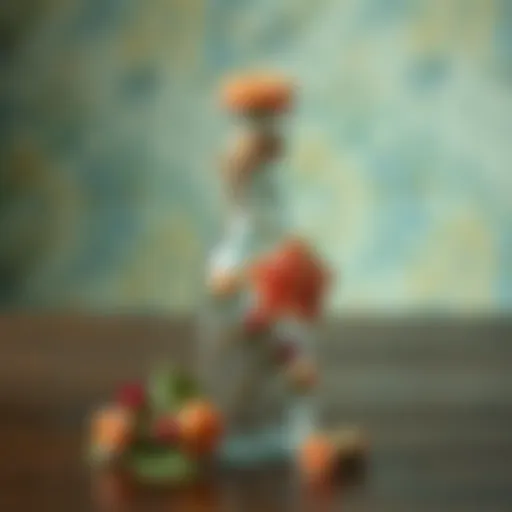 Floral Accents on Small Bottle Artfully decorated small bottle with floral accents