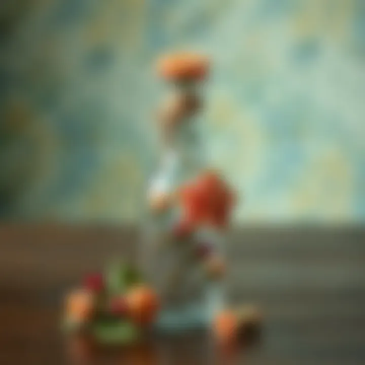 Floral Accents on Small Bottle Artfully decorated small bottle with floral accents
