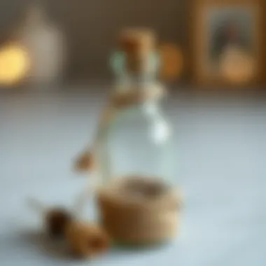 Twine and Natural Elements on Small Bottle Charming small bottle embellished with twine and natural elements