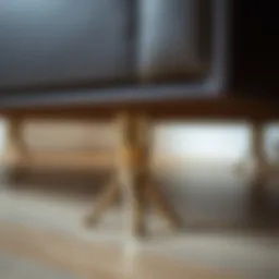 Elegant small metal feet supporting a stylish furniture piece