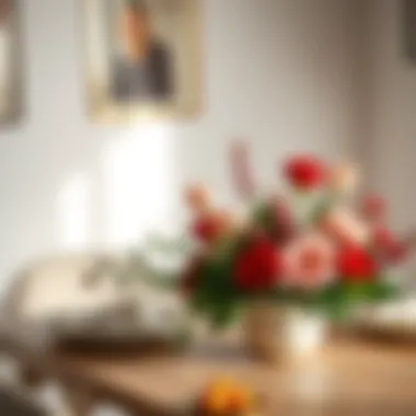 Chic Dining Table Decor Stylish arrangement of flowers on a chic dining table