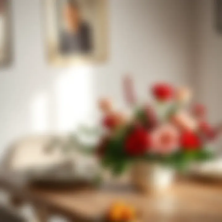 Chic Dining Table Decor Stylish arrangement of flowers on a chic dining table