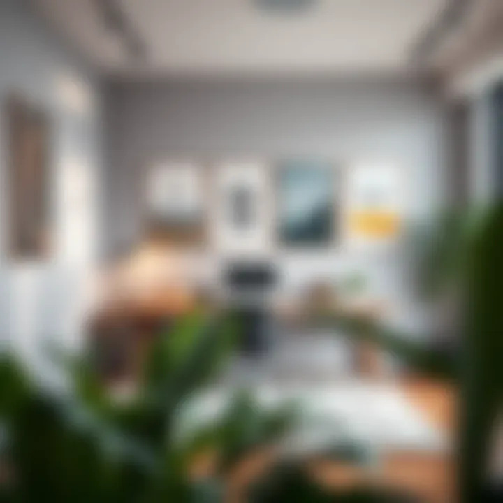 Stylish Office Space with Canvas Prints A stylish office space decorated with motivational canvas prints