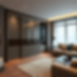 Stylish sliding wardrobe in a modern living room