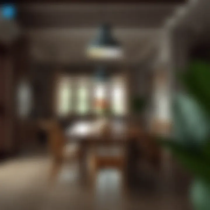 Dining Area with Wooden Chairs Beautifully arranged dining area featuring wooden chairs