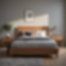 Elegant single wooden bed in a minimalist bedroom