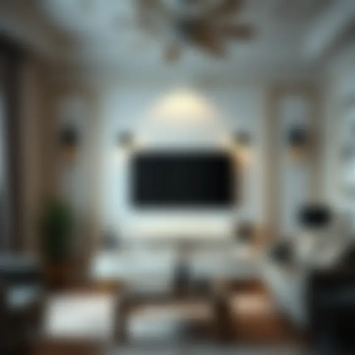 Classic styled TV wall with artistic accents