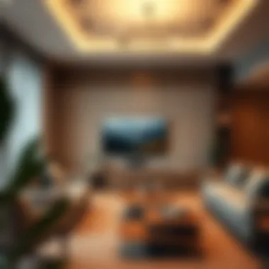 Cozy living room with integrated TV design