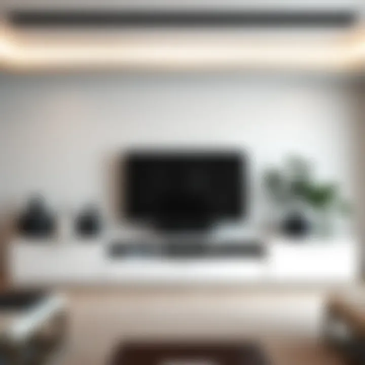 Modern minimalist TV setup with decorative elements