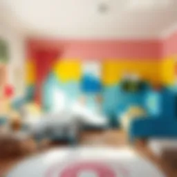 Brightly decorated children's room with two beds