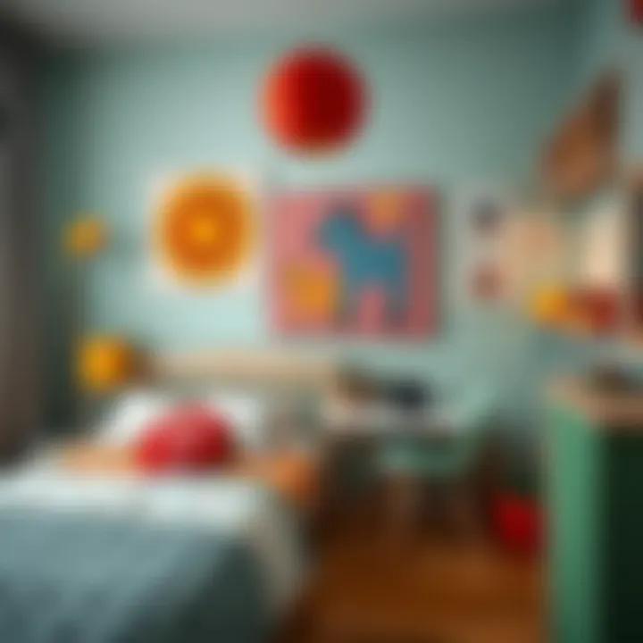 Artful Decor in Children's Bedroom Colorful wall art in a children's bedroom