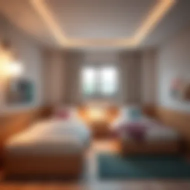 Optimized Room Layout for Two Beds Space-efficient layout for a shared kids' room