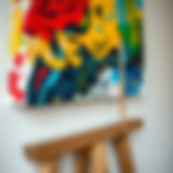 Vibrant Canvas Painting Details Close-up of a canvas painting showcasing vibrant colors and intricate details