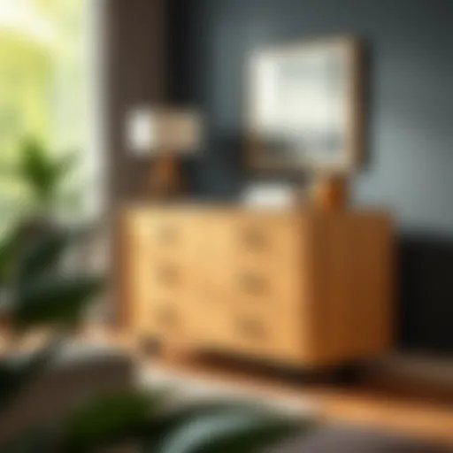 Stylish Wheeled Drawer Cabinet Modern wheeled drawer cabinet in a stylish living room setting