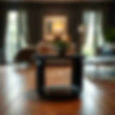 Functional Black Side Table: Modern Meets Classic Functional black side table showcasing a blend of modern and classic styles