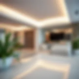 Modern interior featuring reflective foil