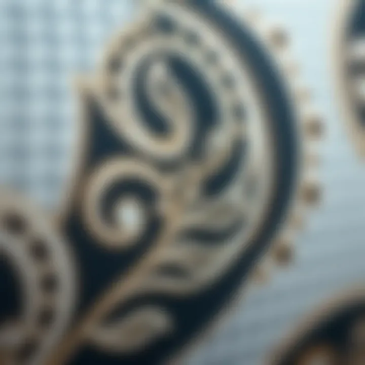 Intricate Leaf Design Detail Close-up of intricate leaf design on fabric