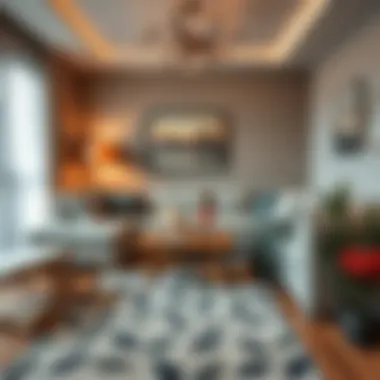 Cozy Living Room with Leaf Patterned Runner Leaf patterned runner in a cozy living room setting