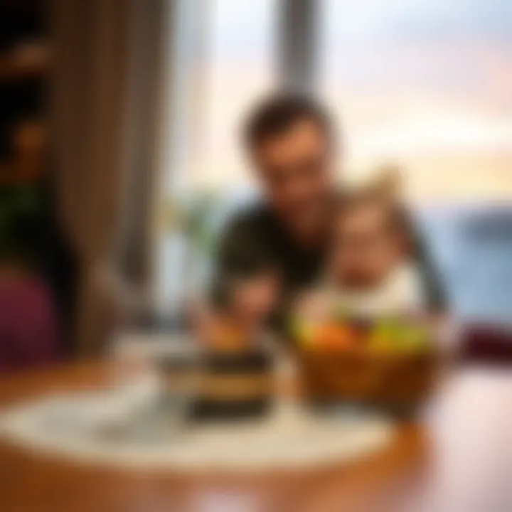 Engaging Moments at the Dining Table Illustration showing a parent engaging with a baby at the dining table.
