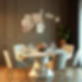 Elegant round dining table setting with floral centerpiece