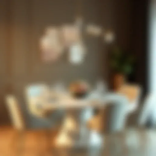 Elegant round dining table setting with floral centerpiece